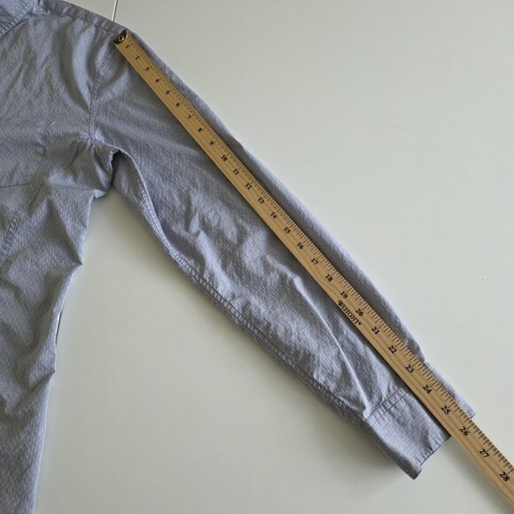 John Varvatos Shirt Mens L Gray Birds Eye LS Button Roll Up Tab Casual Preppy - Picture 6 of 16